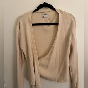 Frank & Oak Beige Wrap Sweater 🤍